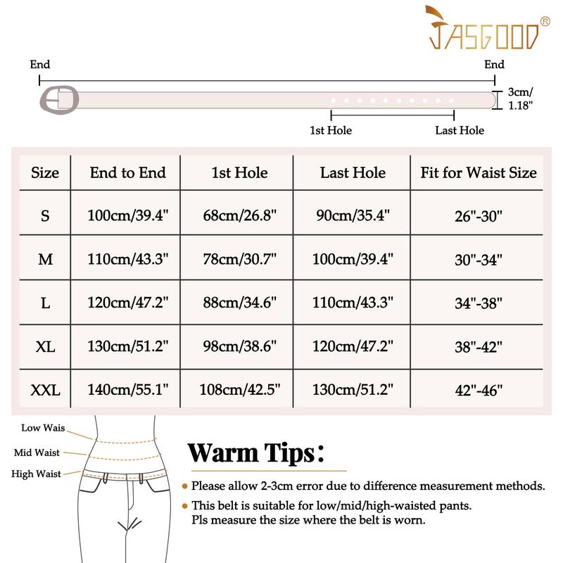 JASGOOD Women Leather Belt Ladies Casual Waist Belt Fashion Women Belt with Gold Buckle for Jeans Pants dealsforyoudays