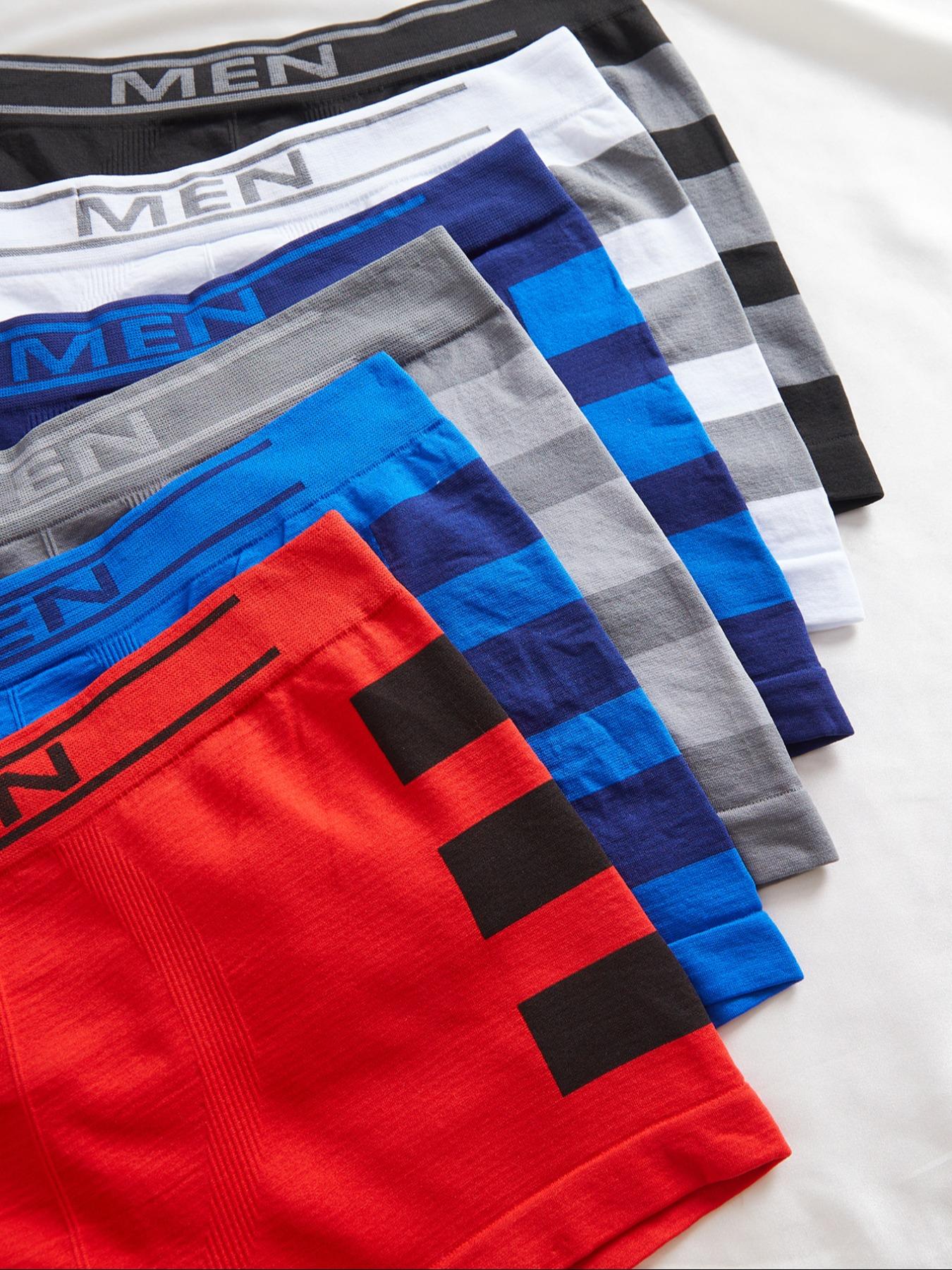 RANDOM COLOR,Men's Seamless Briefs with Side Stripes, Comfortable Breathable Casual Youth Underwear, All Seasons, Fitted Style