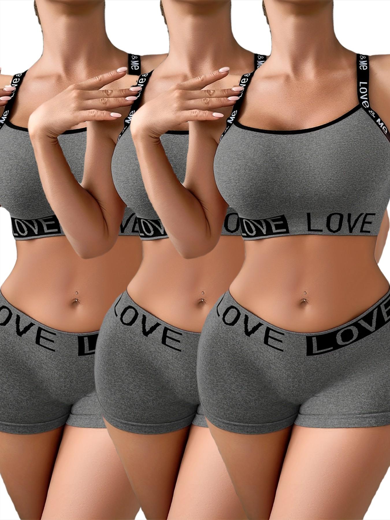 Women's 3/4/5 Piece Lingerie Set, Top and Bottoms, Seamless Comfort, Daily Wear, Casual Style, Fitted, Medium Support, All Seasons