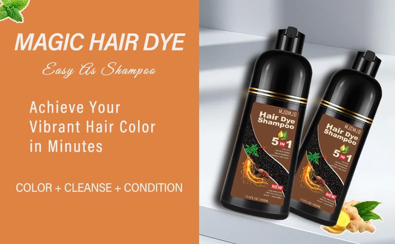 Dark Chocolate Hair Dye Shampoo, 5-in-1 Hair Color Shampoo for Gray Hair Coverage for Women & Men, Natural Brown Shampoo Hair Dye Colors Hair in Minutes, Natural Color Depositing Conditioner, Shampoo Tinte Para El Cabello, Champu Para Canas