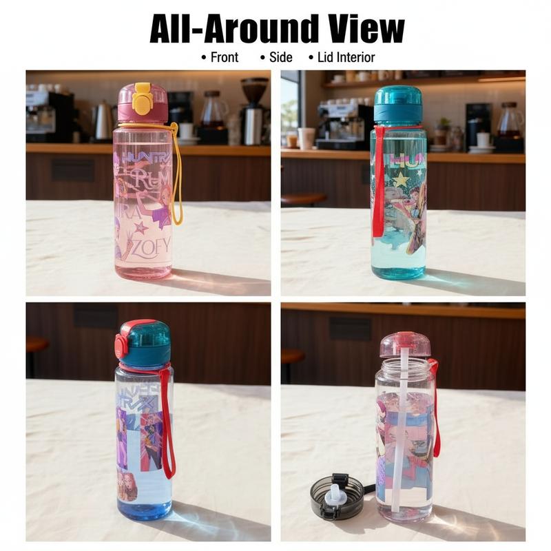 Cute Cartoon Water Bottle, Portable Leakproof Large Capacity 700ML, Girl Design, Essential for Students, Unisex Sports Outdoor Cup
