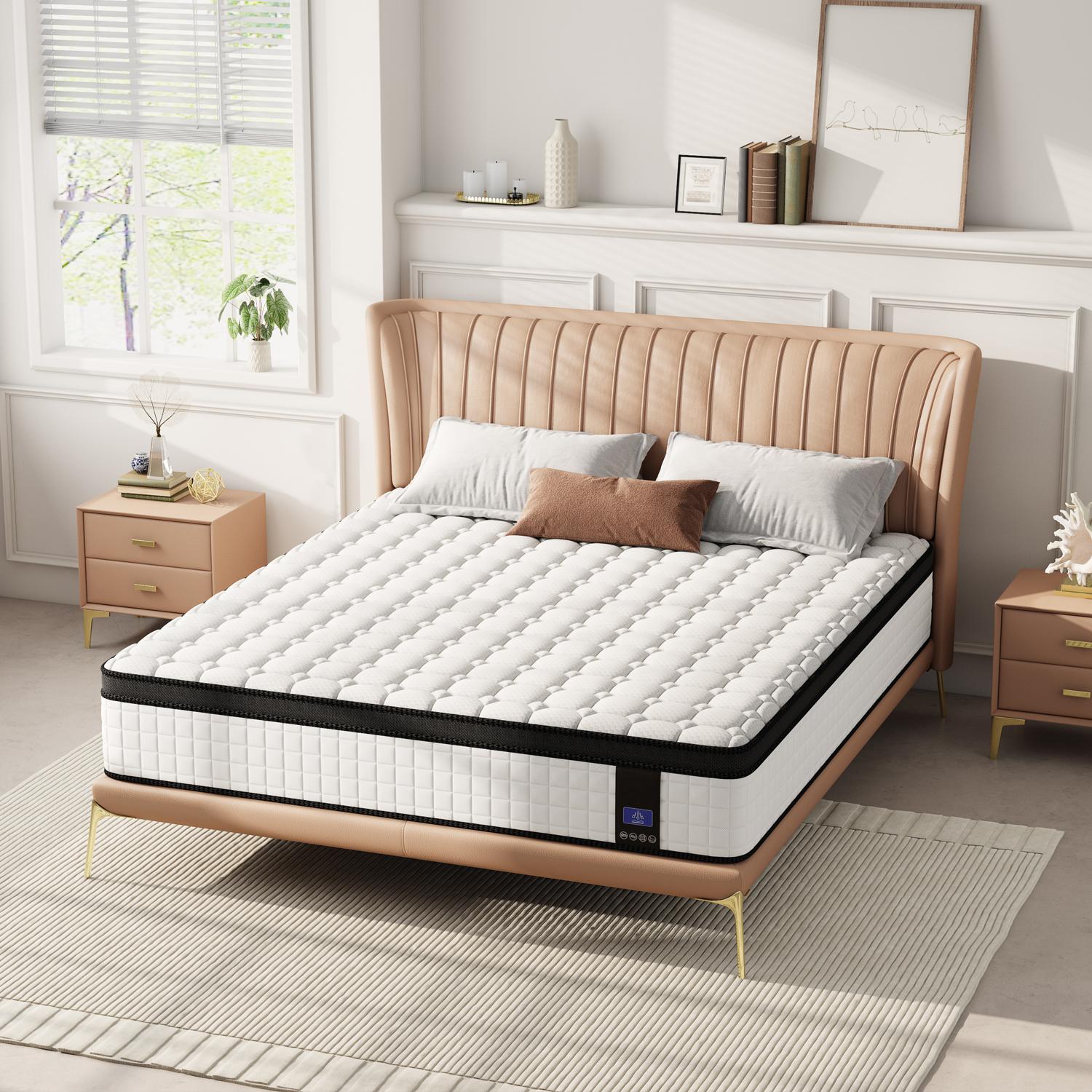 10/12/14 Inch Twin, Full, Queen, King Boxed Memory Foam and Spring Cooling hybrid Mattress Medium Firm, Lumbar Support Ergonomic, Breathable, Pressure Relief, MotionIsolation, queen size mattresses Furniture Gift for Children and Parents
