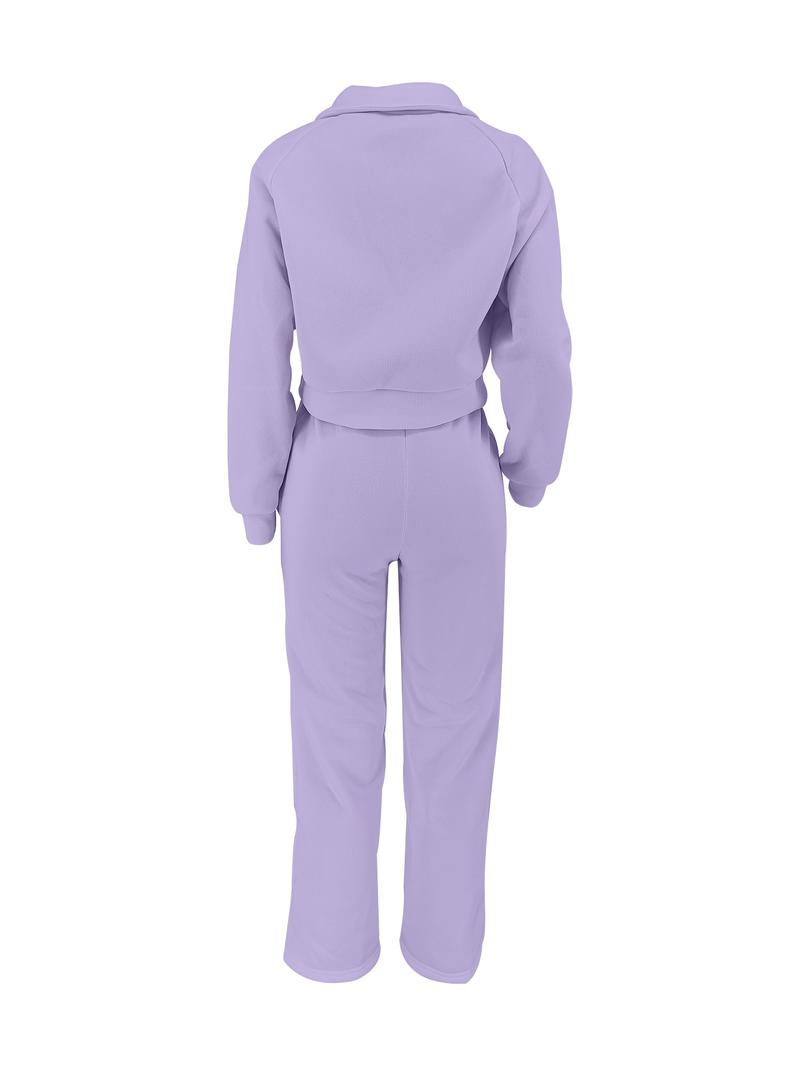Women's Solid Long Sleeve Sweatshirt & Drawstring Waist Pants Set, Casual Fashion Cozy Two-piece Outfits for Daily Outdoor Wear, Women Clothes for All Seasons Women's Solid Long Sleeve Sweatshirt & Drawstring Waist Pants Set, Casual Fashion Cozy Two-piece Outfits for Daily Outdoor Wear, Women Clothes for All Seasons