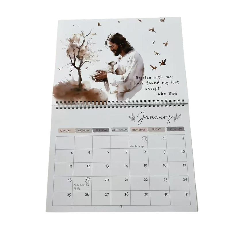 2026 Jesus Faith Calendar, Inspirational Bible Verses & Serene Illustrations, Daily Devotional Guide for Spiritual Growth