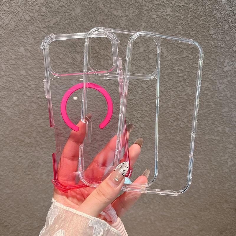 Gradient Color Case For iPhone 17 Air 16 15 14 13 12 11 Pro Max 16 Plus Straps Shockproof Lanyard Magnetic Charge Clear Cover Adjustable Phone Strap