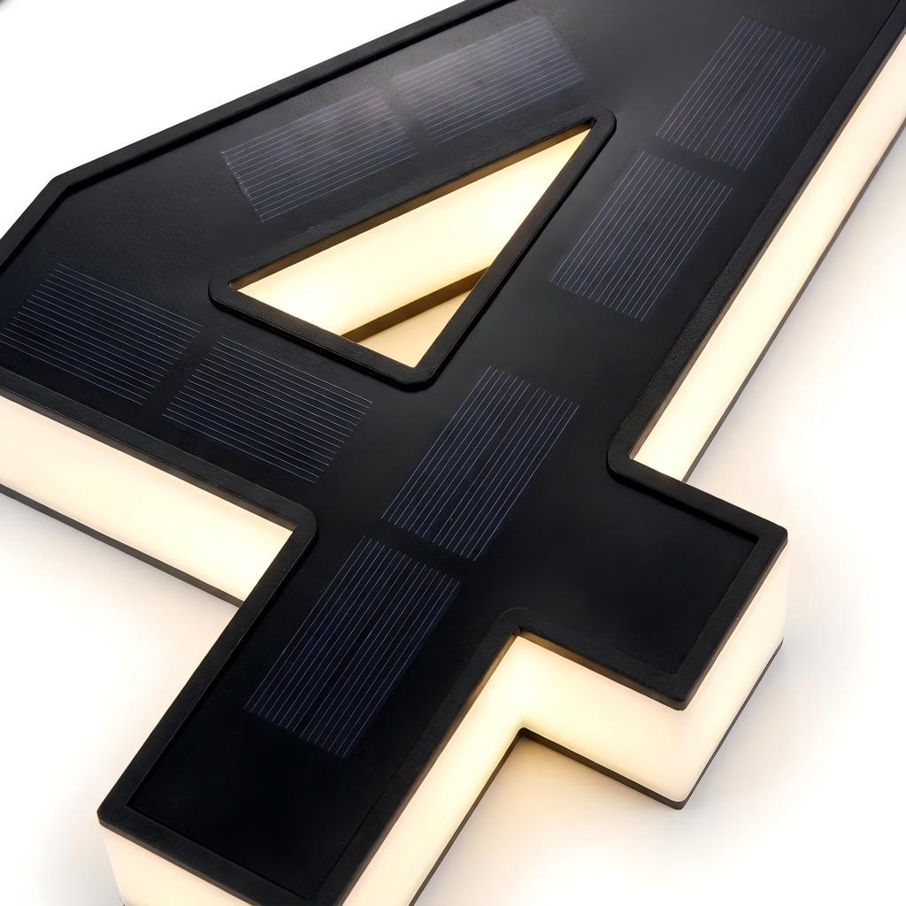 Solar Lighted House Numbers 9 Inch Waterproof LED Address Signs for Outside Modern House Numbers with Large Personalization Options,Decorate your door number, DIY personalisation.Modern Farmhouse Illuminated Sign Light