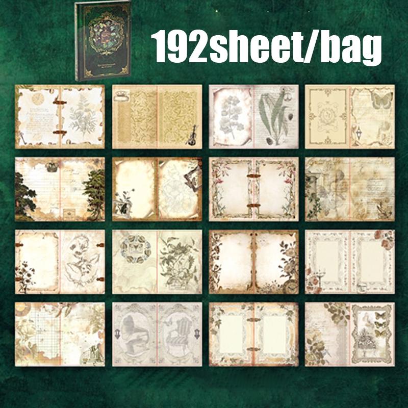 Vintage Style Material Paper Book, 192pcs/set Scrapbook & Journal Making Paper, DIY Decorative Craft Paper for Scrapbooking & Journal Making