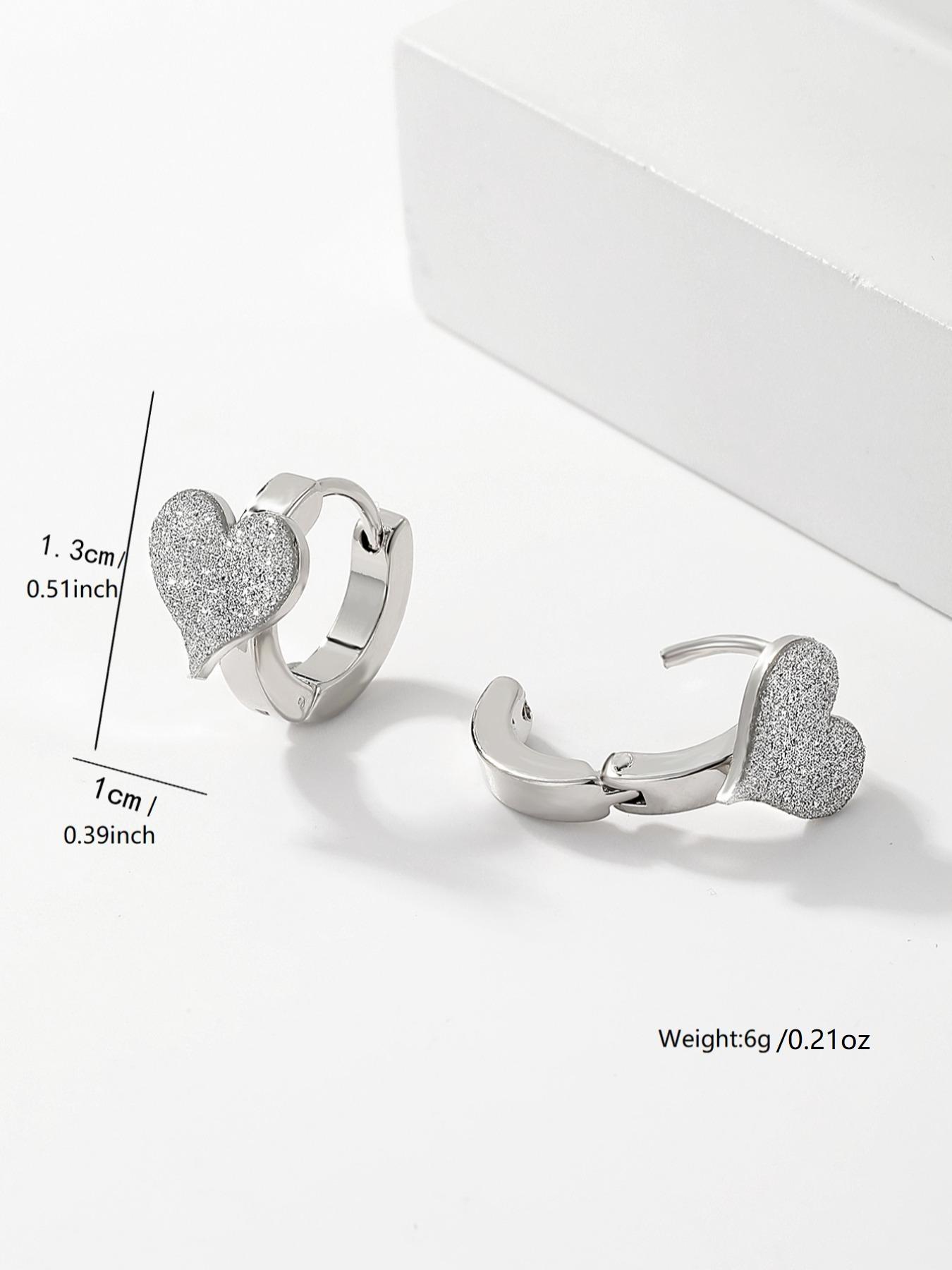 Simple Heart Earrings, Fashionable Luxury Fringe Studs, Stainless Steel Circle Chain, Valentine's Day Gift, Casual Style, All Seasons