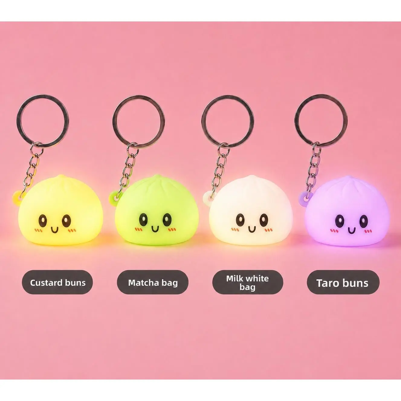 Light Up Squishy Dumpling Keychain, Cute Kawaii , Stress Relief Fidget Toy, Backpack Charm, Cute Gift, LED Keychain