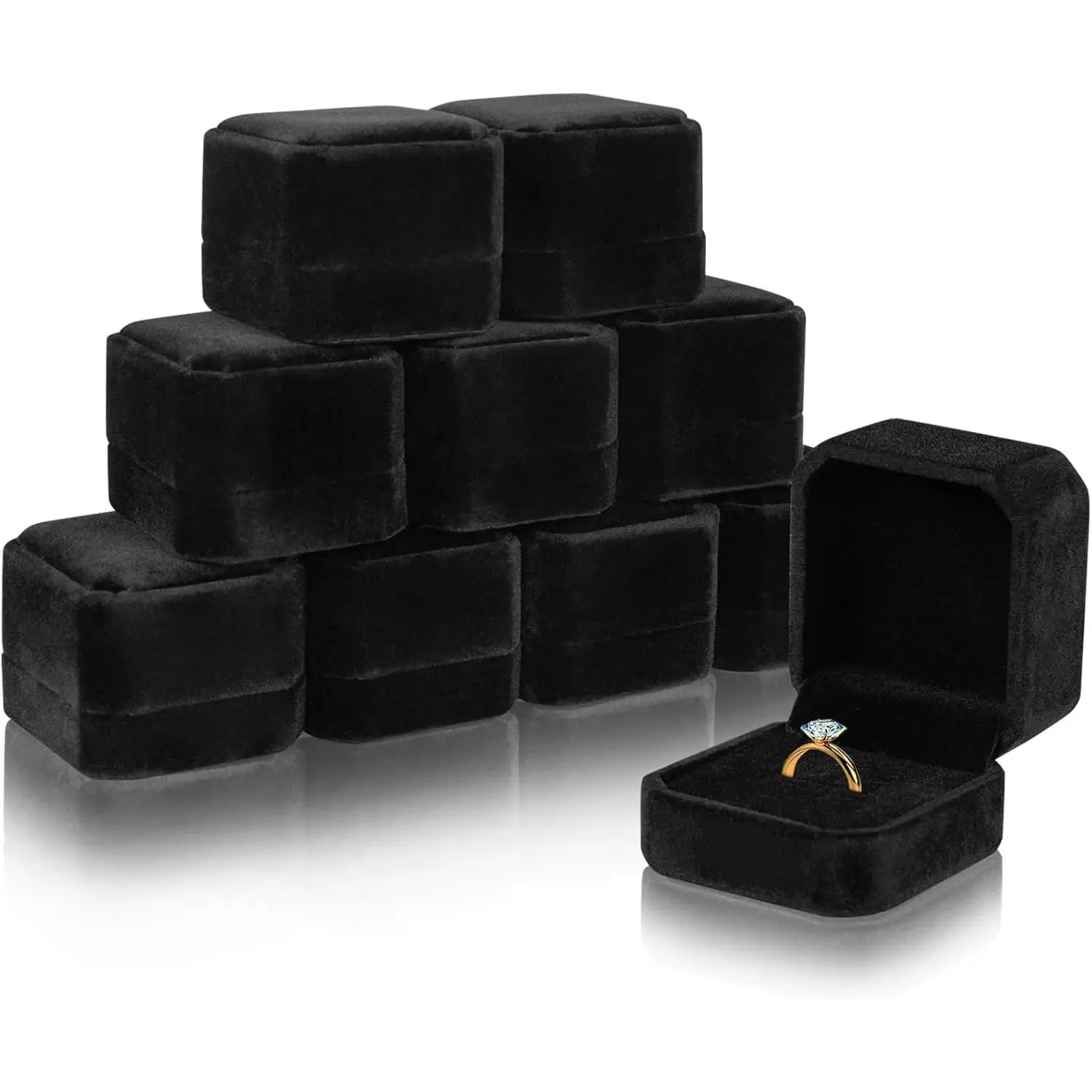 9 count  Ring Box Earring Box   Box (Black)