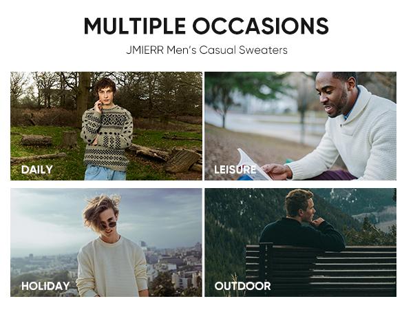 JMIERR Men's Crewneck Sweater Soft Casual Sweaters Classic Long Sleeve Pullover Sweaters with Ribbing Edge