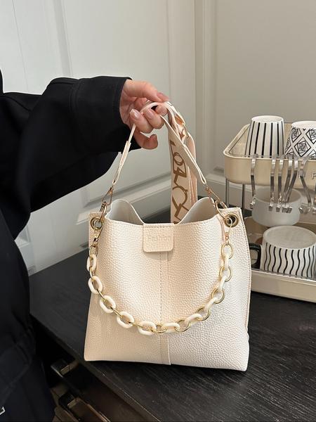 Women's PU Handbag, Casual Crossbody Shoulder Bag, Fashion Bucket Bag, Elegant Daily Use Accessory, Fashionable Bucket Bag, All Seasons