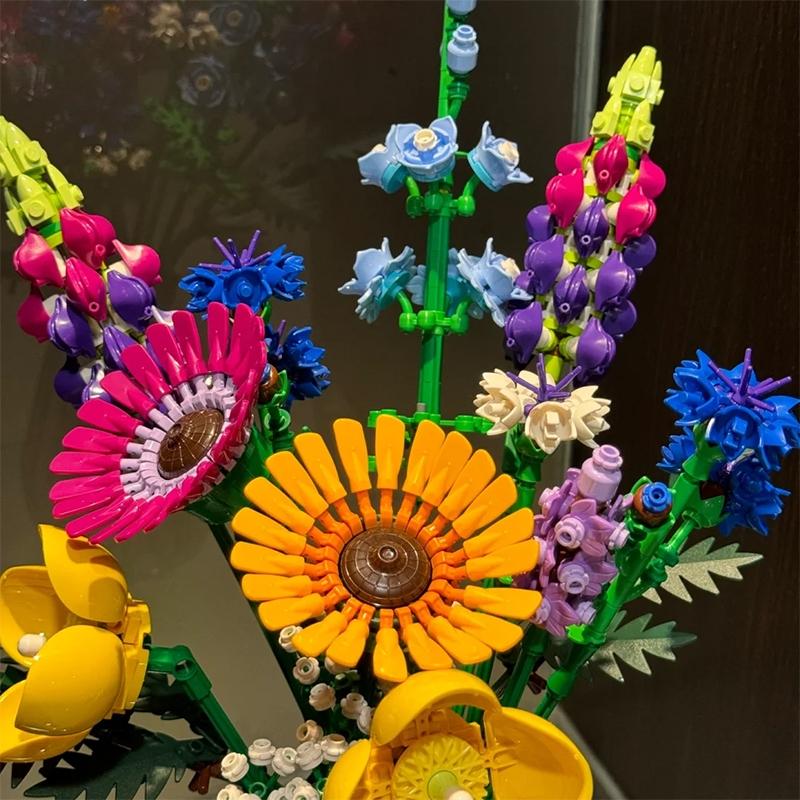Artificial rose, orchid, wildflower DIY building block set -3D eternal flower model, Mother's Day home decoration, and holiday gifts