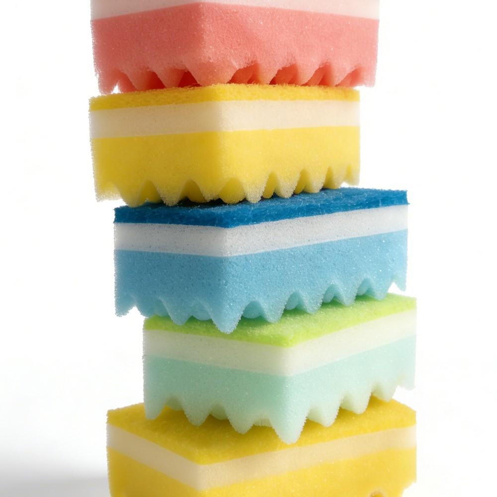 Wave Edge Cleaning Sponge Set, Soft Non-Scratch Kitchen Sponges, Deep Clean Oil Stains, Simple Fresh Design, Daily Household Use