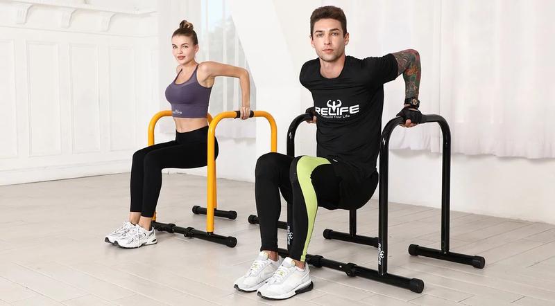 RELIFE SPORTS Heavy-Duty Portable Dip Station | Stabilized Push Up Parallette Parallel Bar | Home/Outdoor Strength Training Equipment