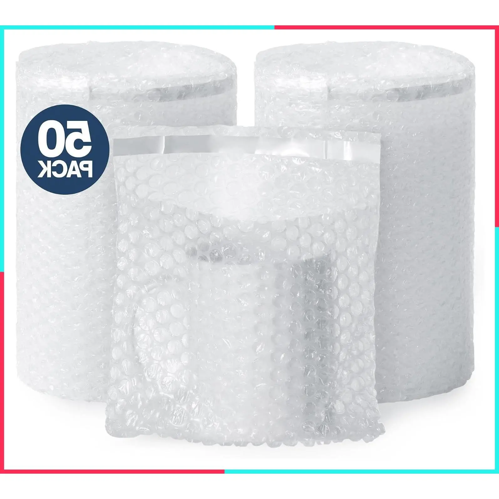 Self Seal Bubble Pouches 7.5x8 Inch 50pcs - Bubble Bags for Packing, Cushioning Wrap for Fragile Items, Ornaments, Plates, Mugs, Dish Packing Kit, Packaging Filler for Moving, Shipping Supplies for Small Business