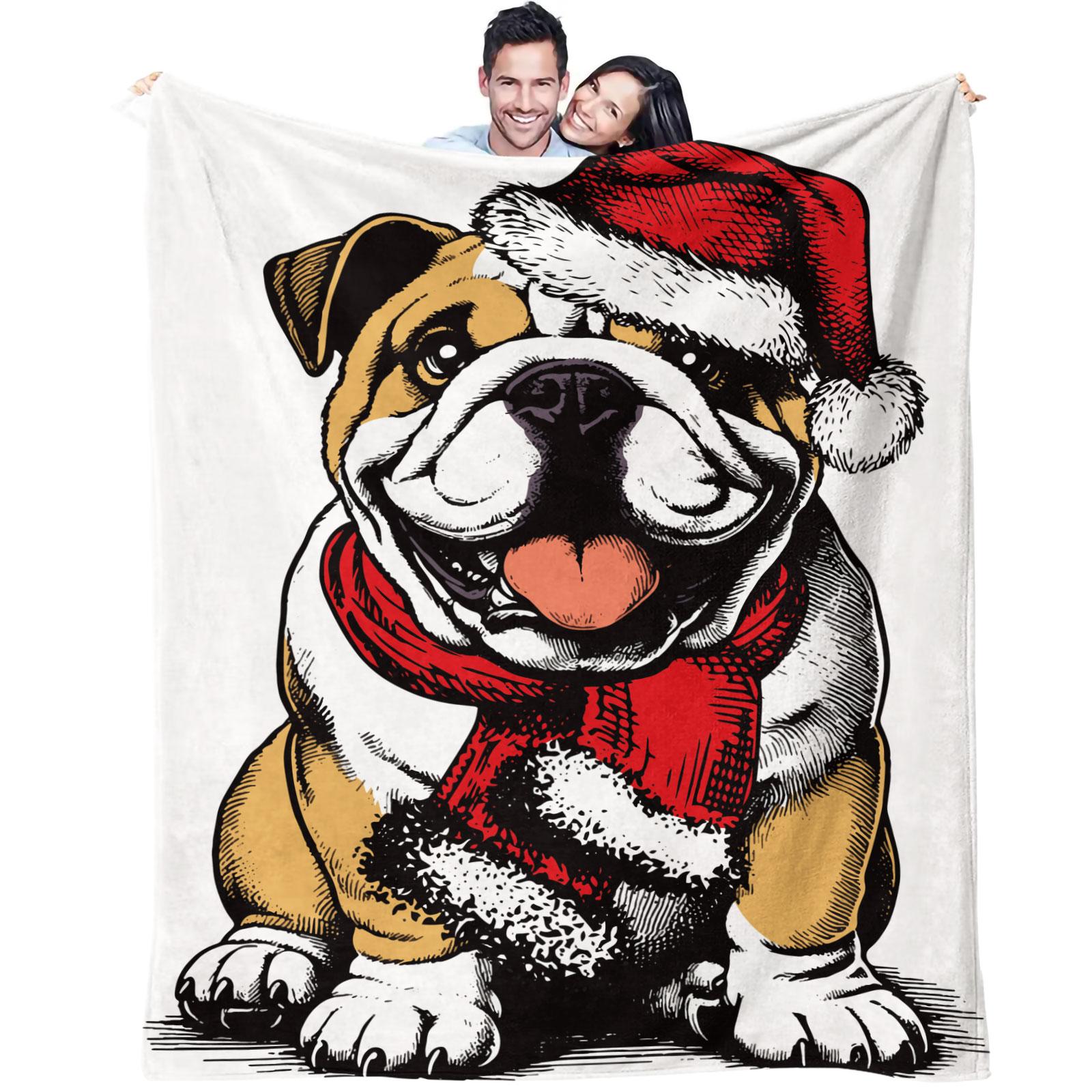 Christmas Dog Pattern, suitable for children and adults as Christmas holiday gifts, soft, warm and lightweight plush blanket, suitable for bed, sofa, car, room decoration