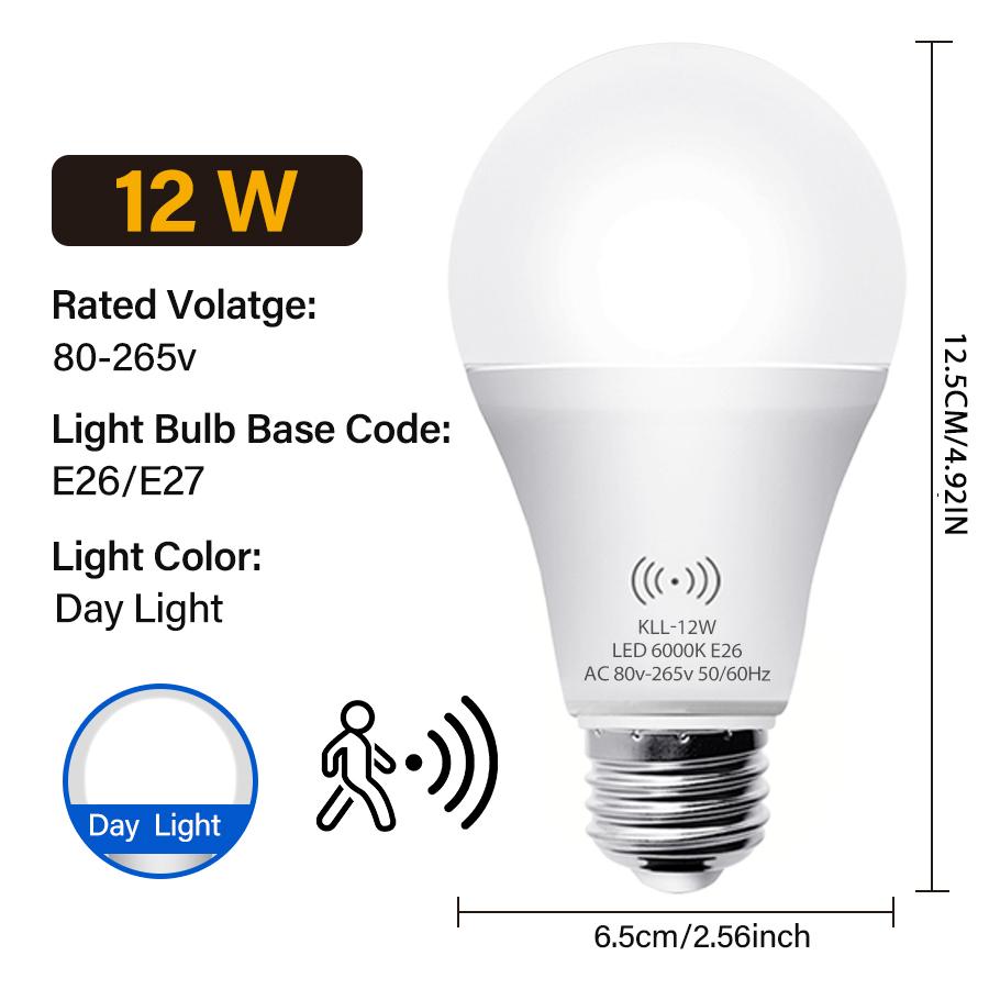 Kasotile Motion Sensor LED Bulb, 12w Equivalent 100w, 3000k/6000k, E26/e27 Base, Indoor Lighting, 80-265v, Energy Efficient