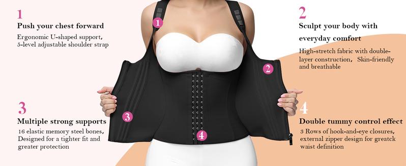 YIANNA Waist Trainer for Women for Tummy bridle Sports Workout Hourglass Vest Waist Cincher with Adjustable Shoulder Strap