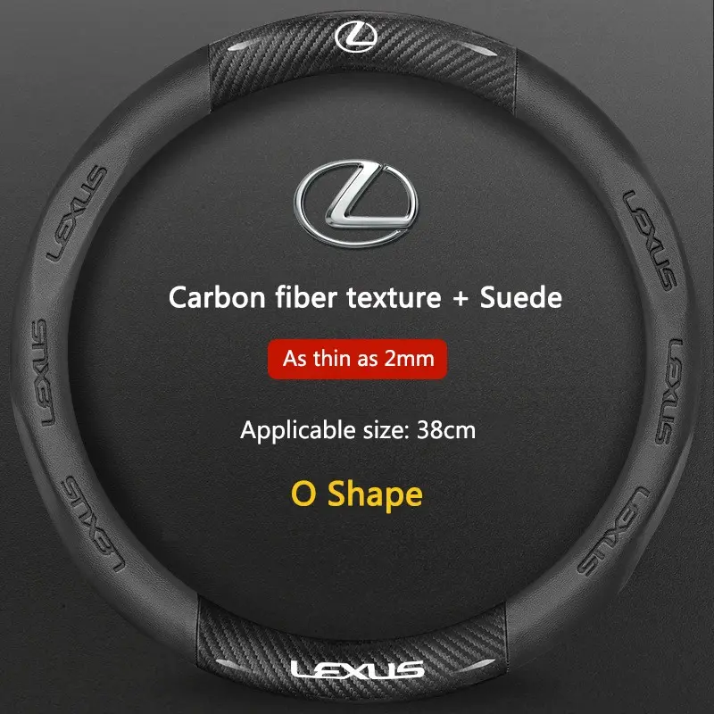 Carbon Fiber Microfiber Car Steering Wheel Cover for Lexus RX, GX460, GX, IS250, RX400h, UX250h, RX350, LX570, LX600, LX470, GX470, Ct200h, ES300h, Car Accessories