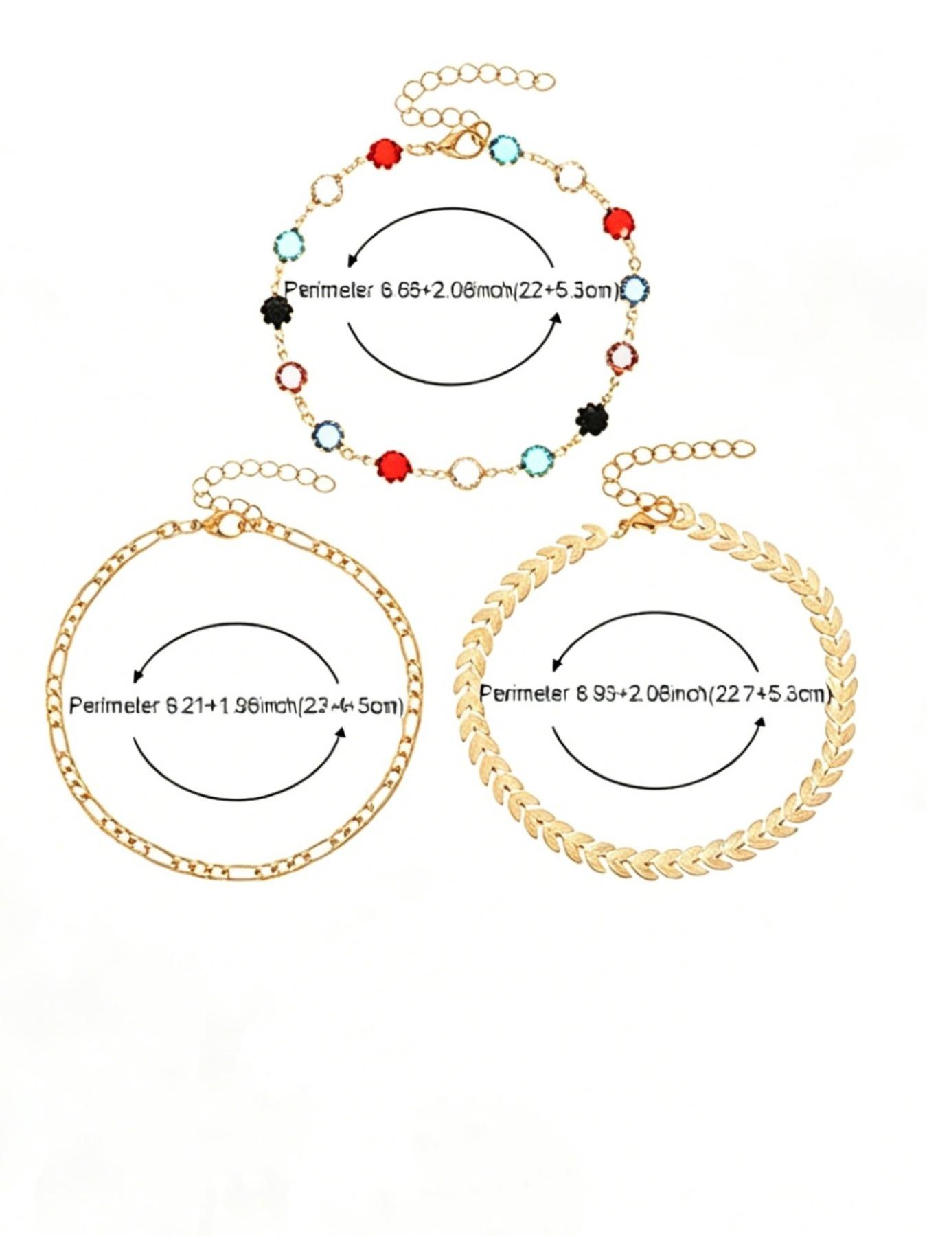 Fashion Multi-Layer Anklets Set, Handmade Adjustable Crystal Beaded Ankle Bracelet for Beach Party, Daily Wear Jewelry Gift