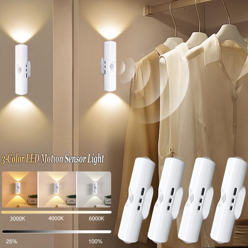 USB Rechargeable Motion Sensor Wall Light, Led Wall Light, 3000K-6000K Wall Mounted Night Light, Magnetic Wall Light for Wardrobe, Bathroom, Closet, Hallway, Toilet #GLOBAL PICKS