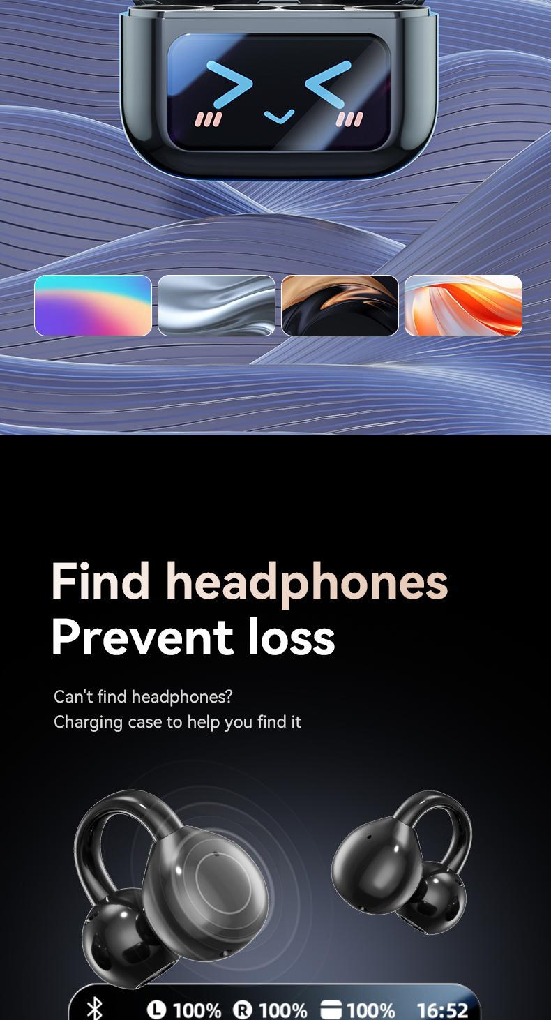 Wireless Bluetooth headset with audio-visual futuristic touch screen audio wireless headset for music and phone