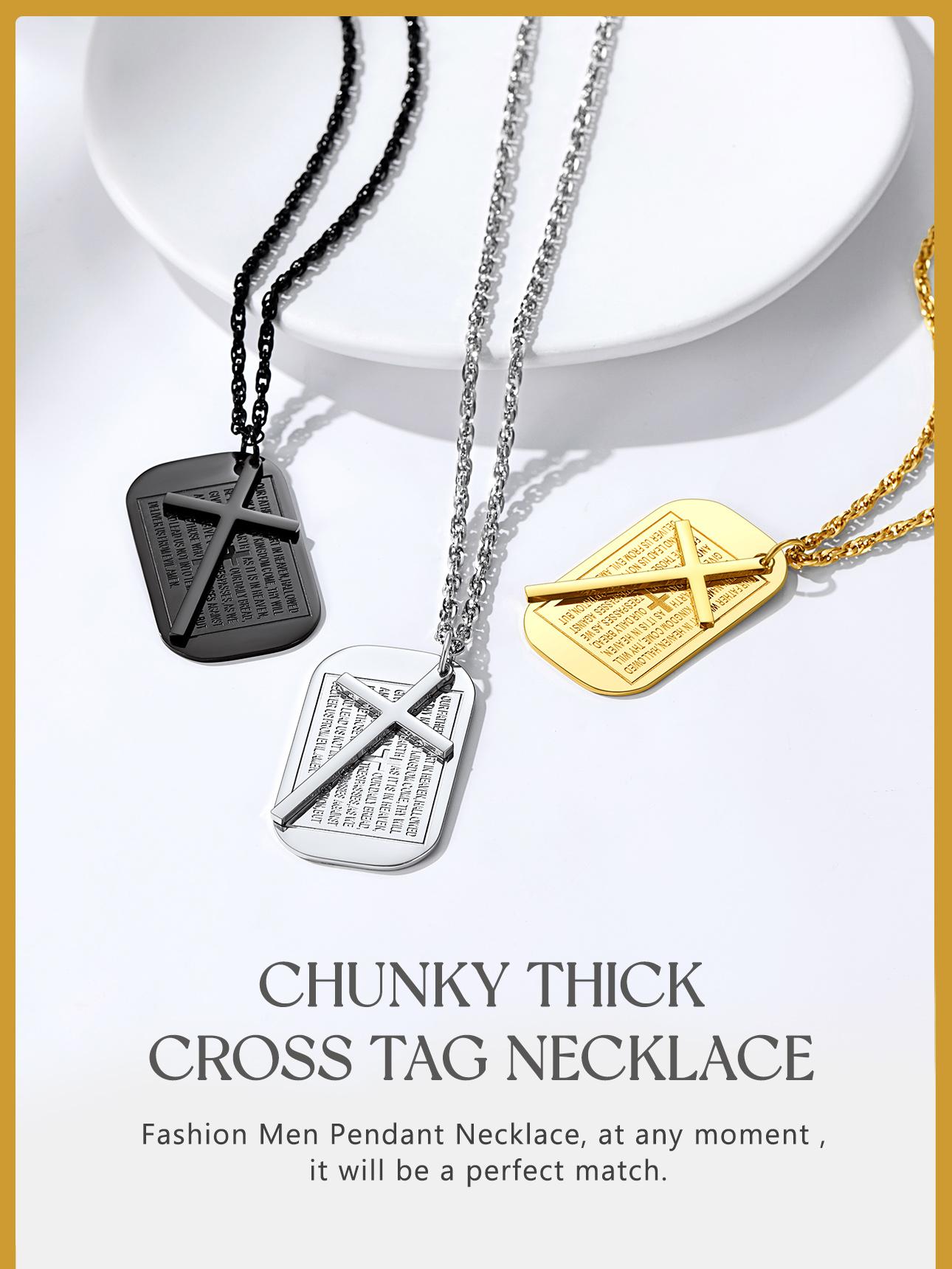 FaithHeart Christian Dog Tag Pendant with Cross Necklace