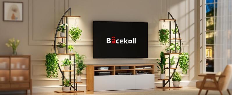 2 Pcs Plant Stand Indoor with Grow Lights, 6 Tiered Tall Plant Shelf, 63" Metal Plant Stand for Indoor Plants Multiple, Half-Moon Plant Rack Display Shelf, Plant Holder for Living Room, Patio