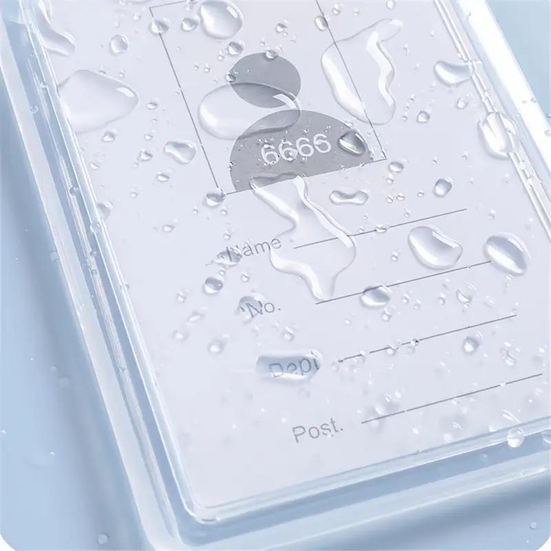5pcs Waterproof Transparent ID Badge Box, Protect Bank Cards and Ids, Re-Sealable Zipper, Lanyard, Plastic Clip, Office School Travel