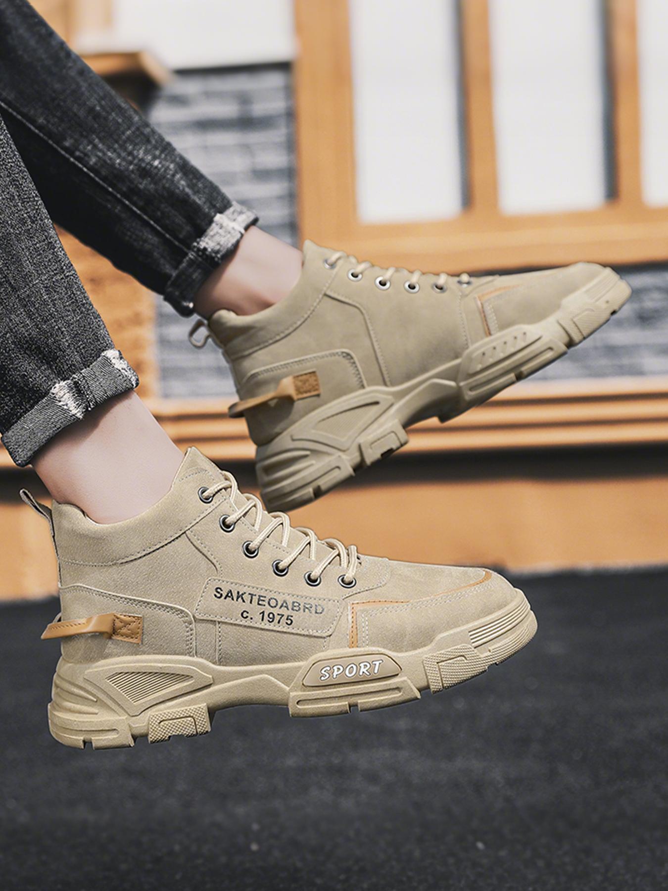 Men's Yellow Work Boots | All-Weather High-Top Boots | British Style Winter Shoes