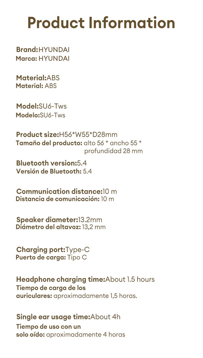 HYUNDAI SU6 Bluetooth Remote Control Earbuds for Short Video Watching and Camera Remote Control HIFI Stereo Headphones Compatible with Various Systems