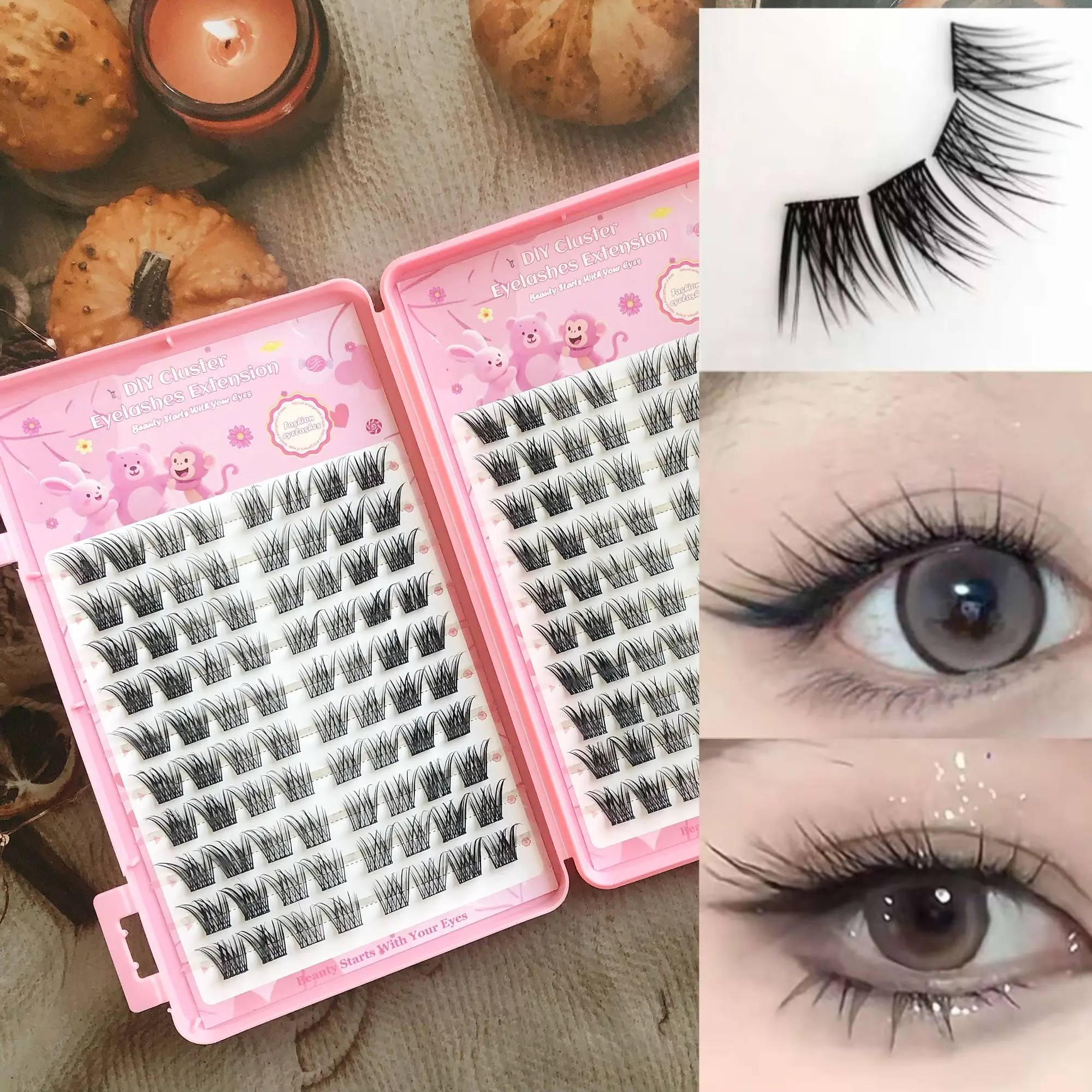 160pcs Self-Adhesive False Eyelashes, Korean Style Fluffy C Curl, Natural Look, 10-12mm Length, Perfect for Daily Makeup