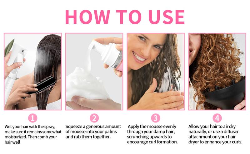 Curl Mousse 10 Counts - Styling Mousse for Curly & Coils Hair with Definition Curl Control and Nourishing Shine Gel Moisturizer Clump Proof Frizz