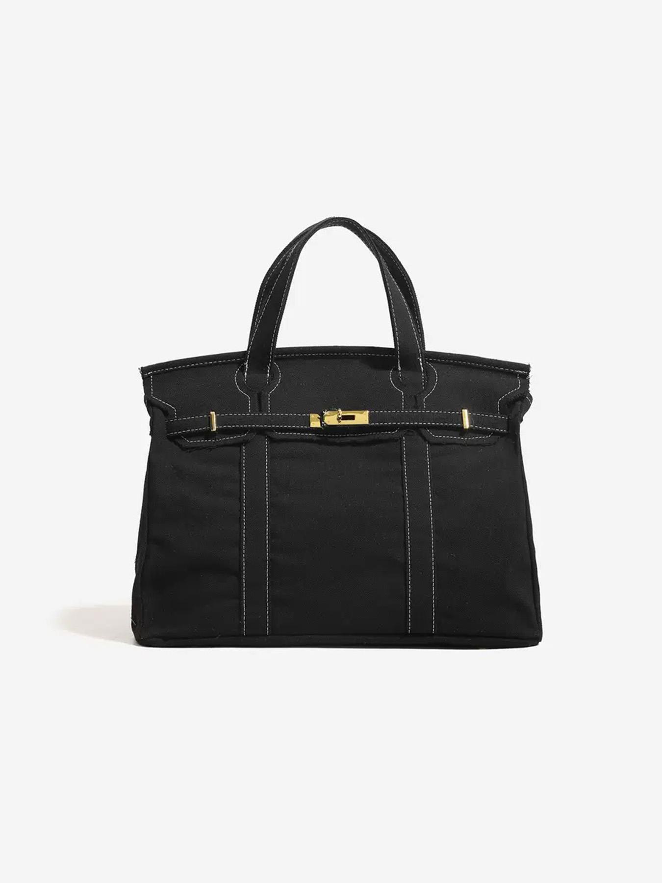 Canvas Tote Bag – Large Capacity Shoulder Handbag, Durable Commuter Bag, Casual Everyday Canvas Bag, Stylish Colorblock Design