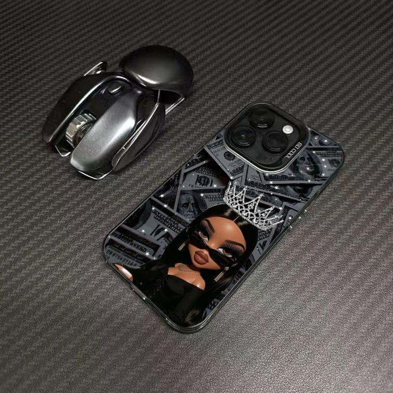 Laser. Queen Dollar Pattern Phone Case for iPhone 17/16/15/14/13/12/11/XS/XR/X/7/8 Plus/Pro/Max/Mini - Creative fashion minimalist design personalized full-wrap drop protection case for men and women, gift for friends and family.