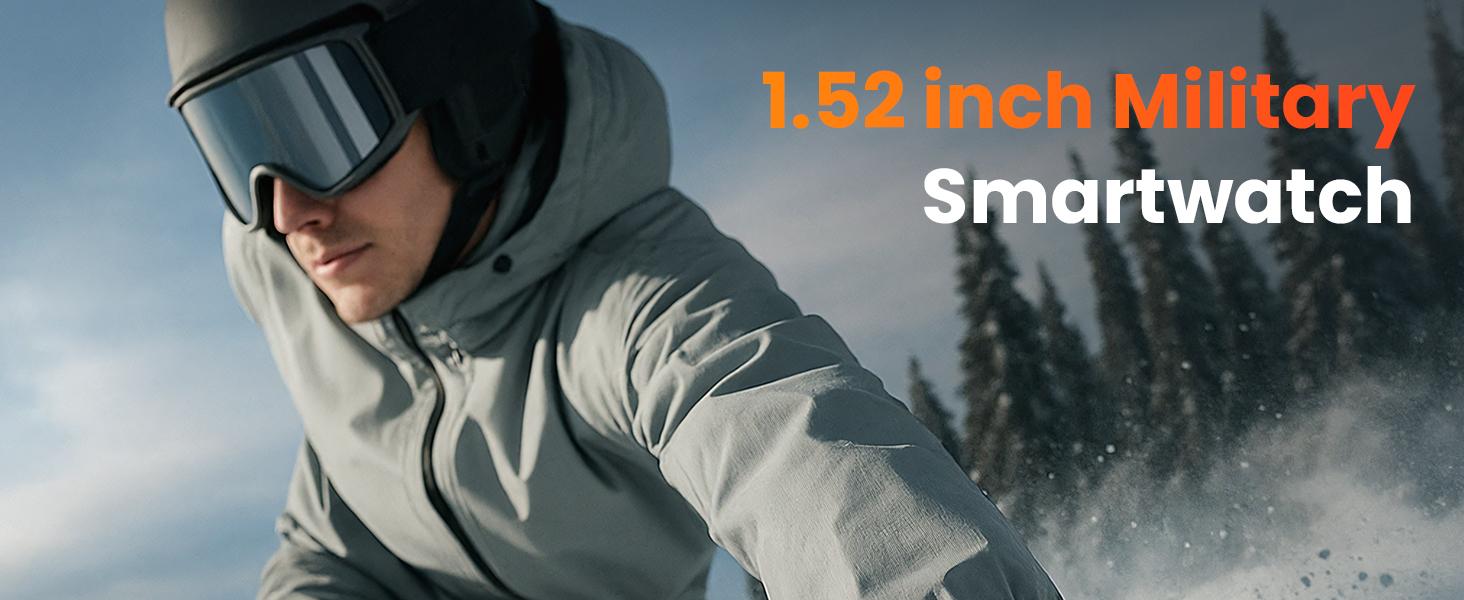 1.52-Inch HD Round Smartwatch for Men, Health Fitness Smartwatch with Sports Tracking, Bluetooth, Calls & Music Control, Multiple Sports Modes, IP68 Waterproof, Long Battery Life, Fitness Watch for Android iPhone, Multifunctional Smart Watch #GLOBAL PICKS