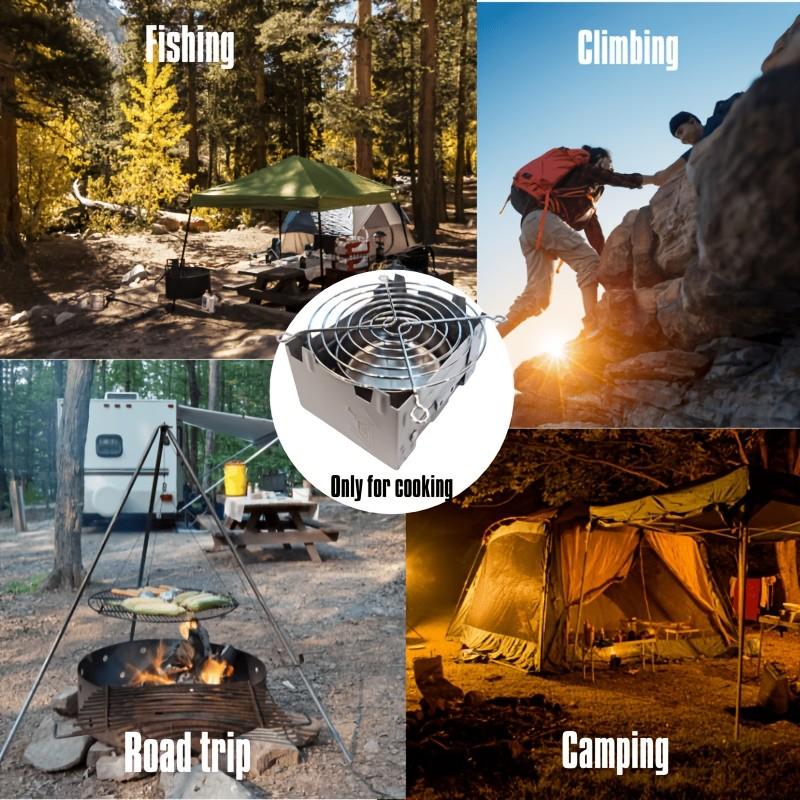 Mini Foldable Camping Stove Set, Includes Windshield & Fuel Tray, Dual Use for Firewood/wood Charcoal, Ideal for Hiking & Survival Kits