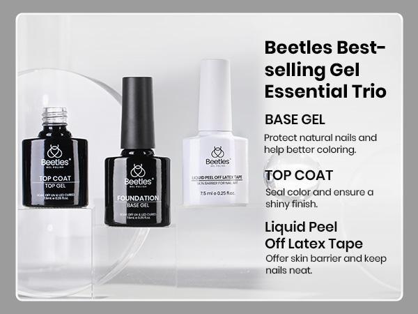 Beetles All-In-One Chrome Nail Powder Kit, Silver Holographic Chrome Nail Powder with 7.5ML Black Color Gel Nail Polish, Base & Top Coat, Peel-Off Latex Tape & Silicone Nail Brush, Chrome Nail Set for DIY Nail Art, Perfect Gift for Women