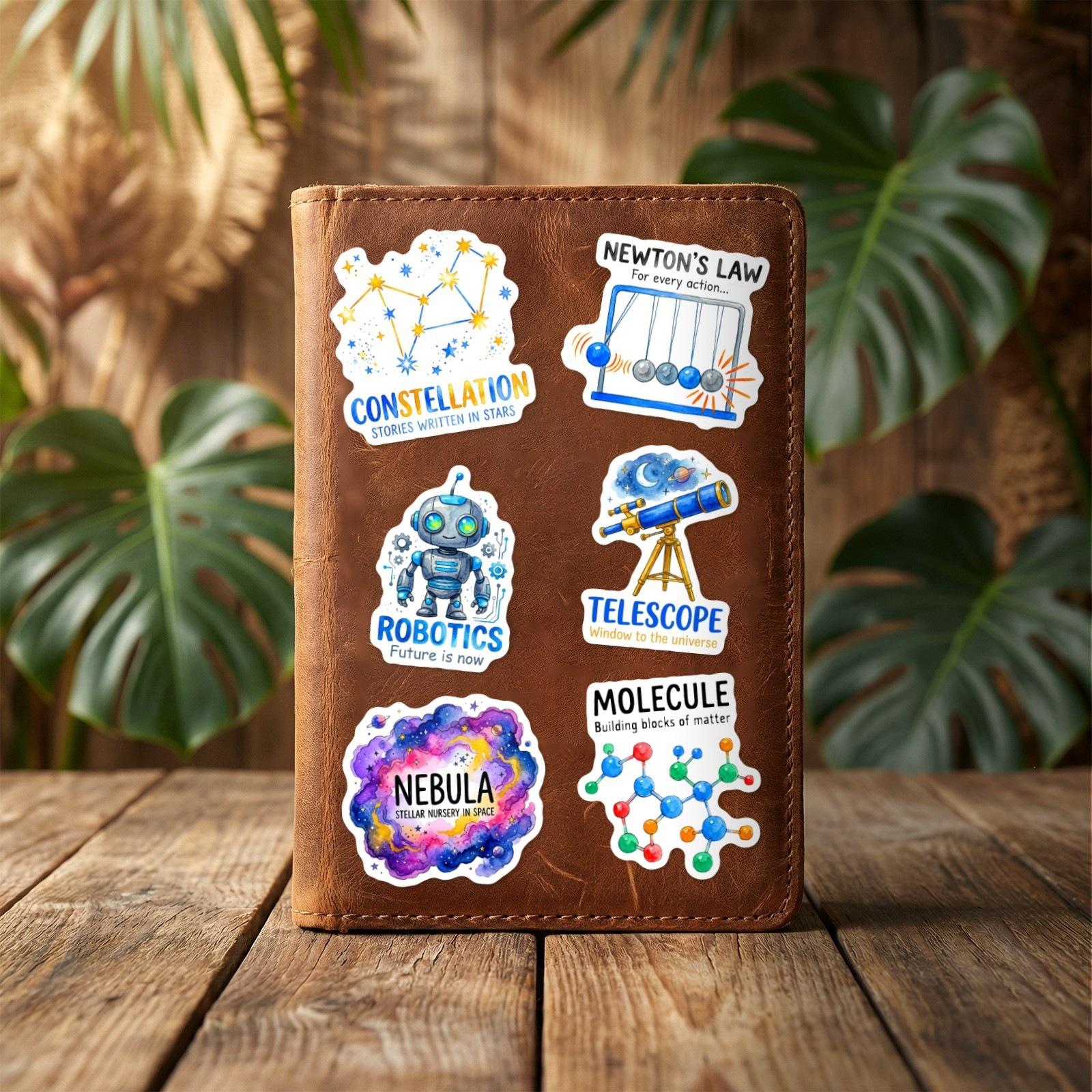 50 Pieces of Math, Physics and Chemistry Themed Stickers Decals, Decal Set, Suitable for Scrapbooks, Diaries, Laptops, Water Bottles, Cars and More, Ideal As Creative Birthday Gifts