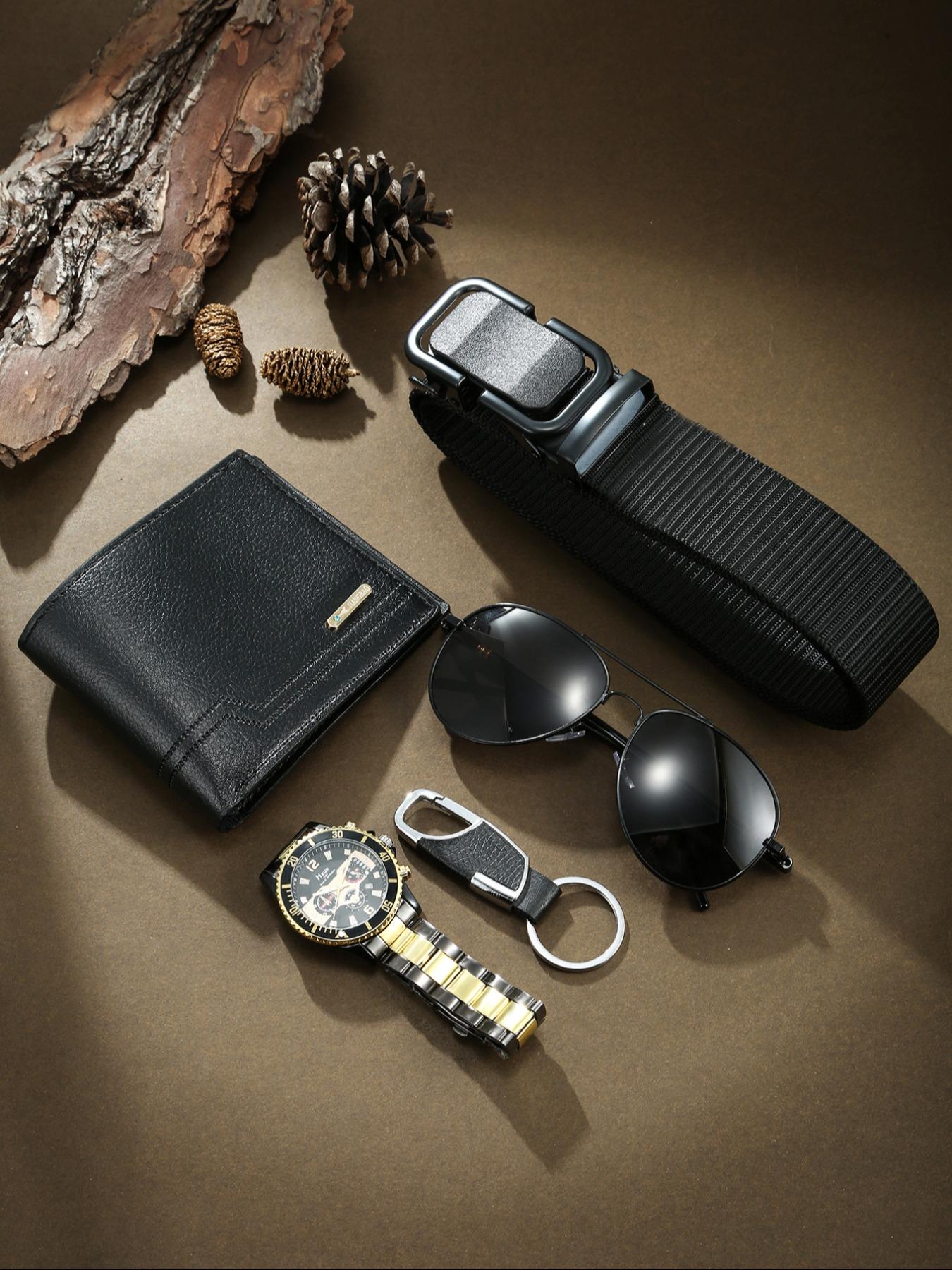 Men's Quartz Watch Set, Zinc Alloy Band, Analog Face, Classic Style ...