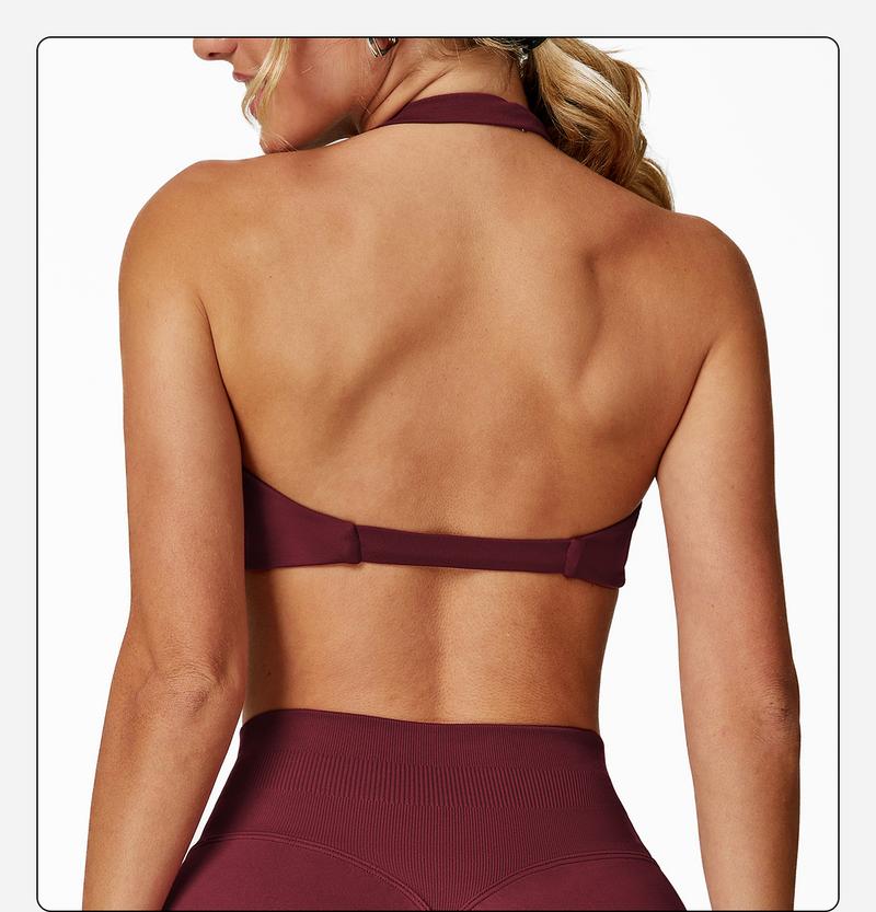 MFVIM Women's sports underwear, sexy hanging neck twist design sports underwear built-in bra pads, comfortable and skin-friendly, four seasons can wear, running gym workout sports underwear