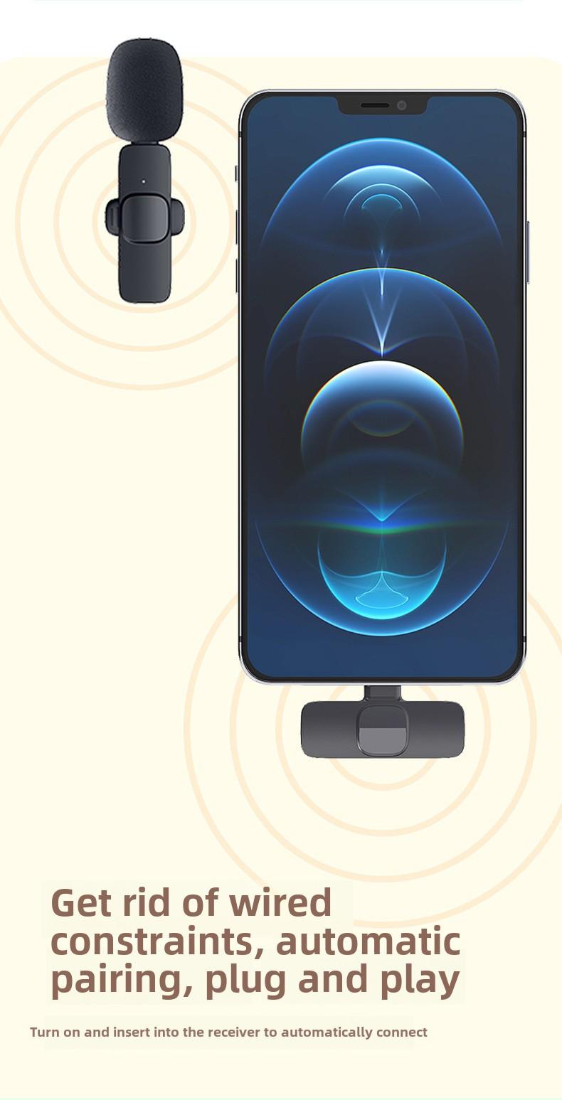 2 pcs Wireless Lavalier Microphones for iPhone, Android, iPad - Mini Wireless Clip-on Microphones Crystal Clear Sound Quality for Recording, Live Streaming,Vlog