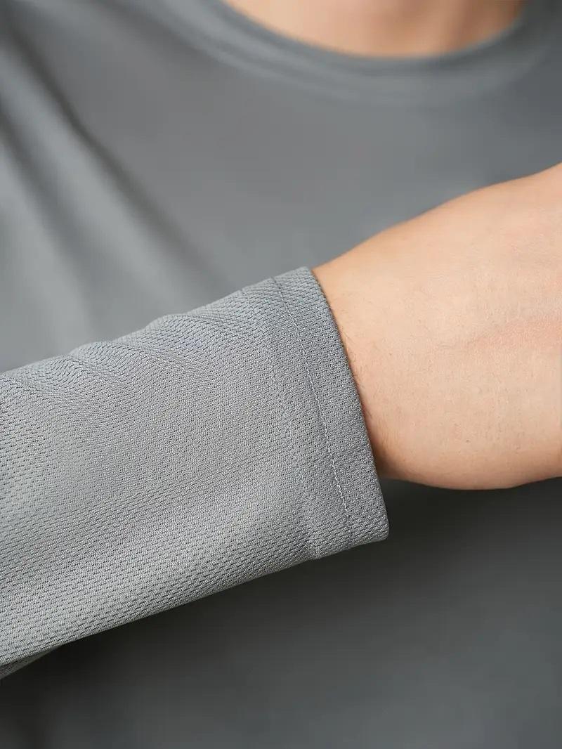 5 Piece Men's Quick Dry Long Sleeve Shirt - Moisturewicking, breathable polyester, crew neck, Outdoorfun,solid color casualsportswear, machine washable, moisture wicking garmentsCrew Neck T-Shirt |     Stretchable Material Fathersdaygift