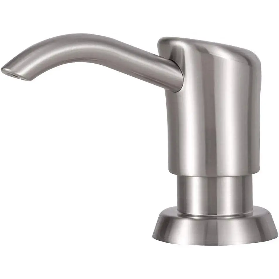 Dish Soap Dispenser for Sink, 17 oz Bottle, Brushed Nickel |   Refills From The Top, No-Leak ABS Pump, DIY Installation, 360 °   Swivel, Fits 1–1.5 in Sink Holes; for Dish Soap or