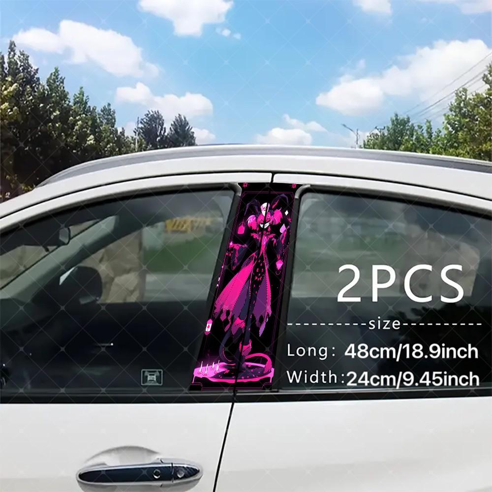 2pc Cartoon Joker Vinyl Stickers, Car B Pillar Protection Decals, Easy Peel Off, Sunproof Waterproof Scratch Resistant, All Models Compatible