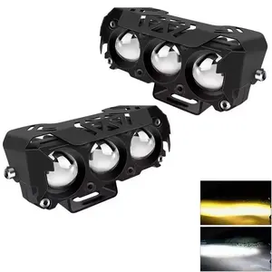 Motorcycle LED Spotlight Dual-Color Hi/Low Beam Fog Lamps, Mini Lens Headlight Driving Light for Cars, Trucks, SUVs and UTVs, Motorcycle LED Lights (12-36V), Led Front Lights