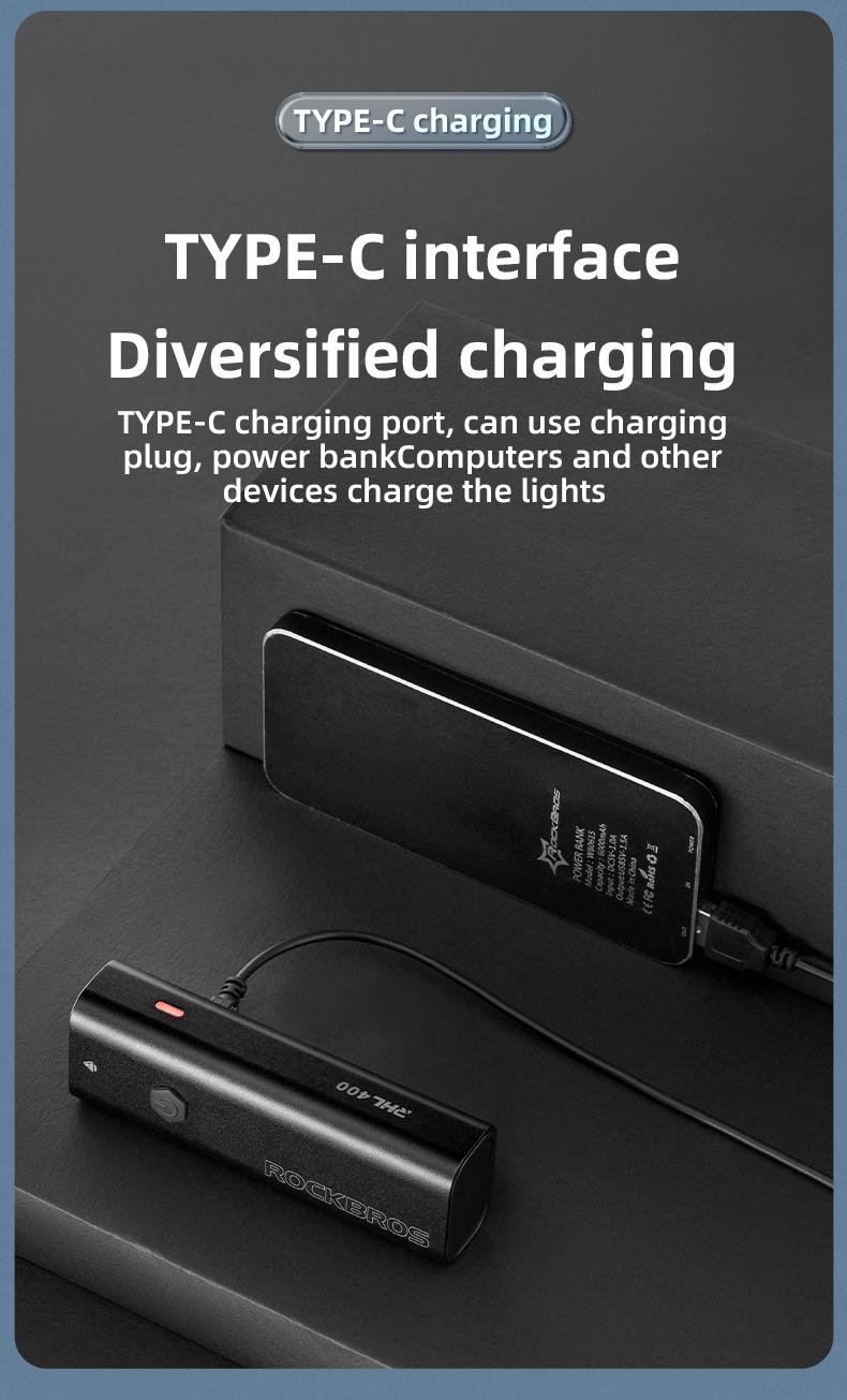 ROCKBROS Bike Lights USB Rechargeable IPX6 Waterproof Bike Headlight Easy Installation Bright Bike Front Light for Night Riding