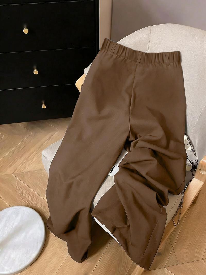 New Women's Long Pants, Minimalist High-End Wide Leggings, Loose Drapey Feel Slimming Casual Floor-Length Trousers