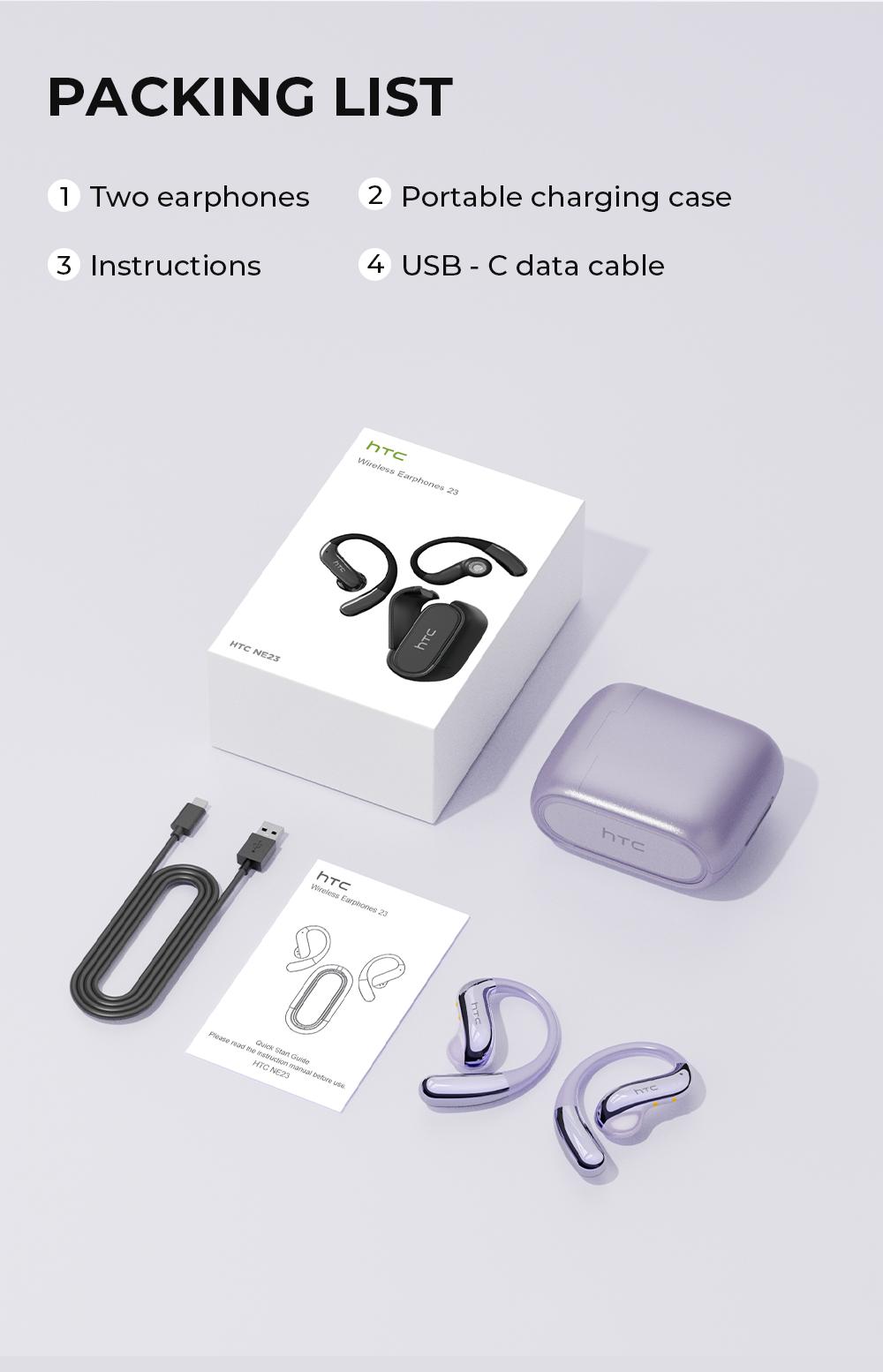 HTC NE23 Translation Earbuds, OWS Open Ear Headphone,Supports Translation in 134 Languages With APP, Bluetooth 6.0 Earphones, Wireless Earbuds for Music & Phone Calls, IPX5 Waterproof Sports Headphones with Long Endurance